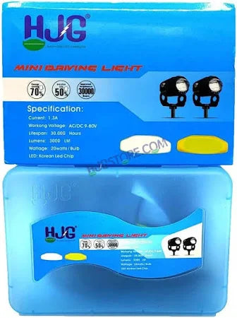 Original HJG Mini Drive LED Fog Light Bulb Lamp For Cars and Motorcycles Dual Color (White & Yellow) With Cooling Fan 2Pcs
