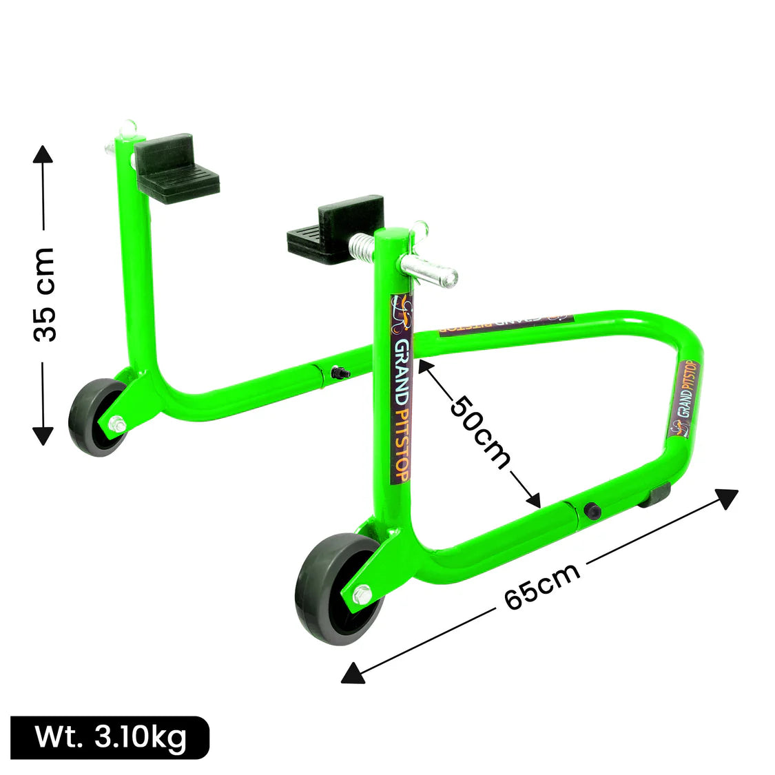 Dismantable Standard Rear Paddock Stand without Skate Wheels - Green - (Bike Wt upto: 250 kgs)
