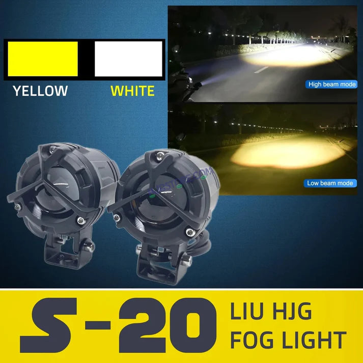LIUHJG LIU HJG Mercedes Y Lens Foglight with Dimmer Controller Wiring Harness Kit Ultra Wide Dual Intensity LED Driving Fog Lights White/Yellow (2*45W = 90W Total) Universal For All Cars & Bikes with Brightness Controller Switch