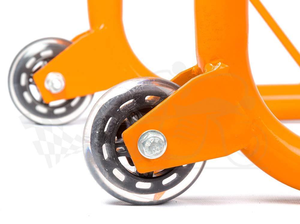 Dismantable Rear Paddock Stand with Skate Wheels - Orange - (Bike Wt upto: 450 kgs)