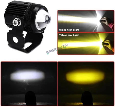 Original HJG Mini Drive LED Fog Light Bulb Lamp For Cars and Motorcycles Dual Color (White & Yellow) With Cooling Fan 2Pcs