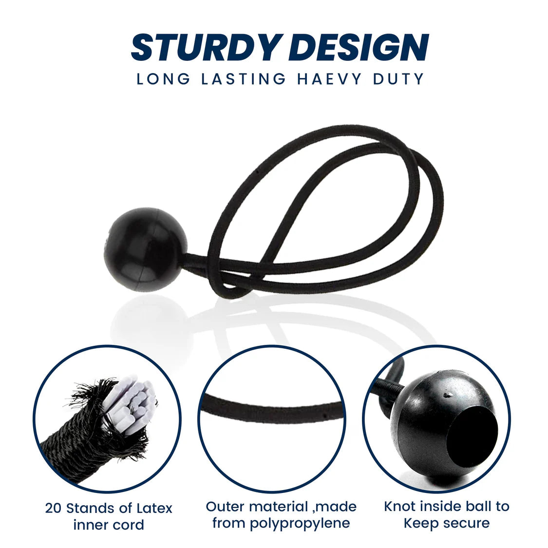 Bungee Balls (8Inch) - Set Of 10 - Black