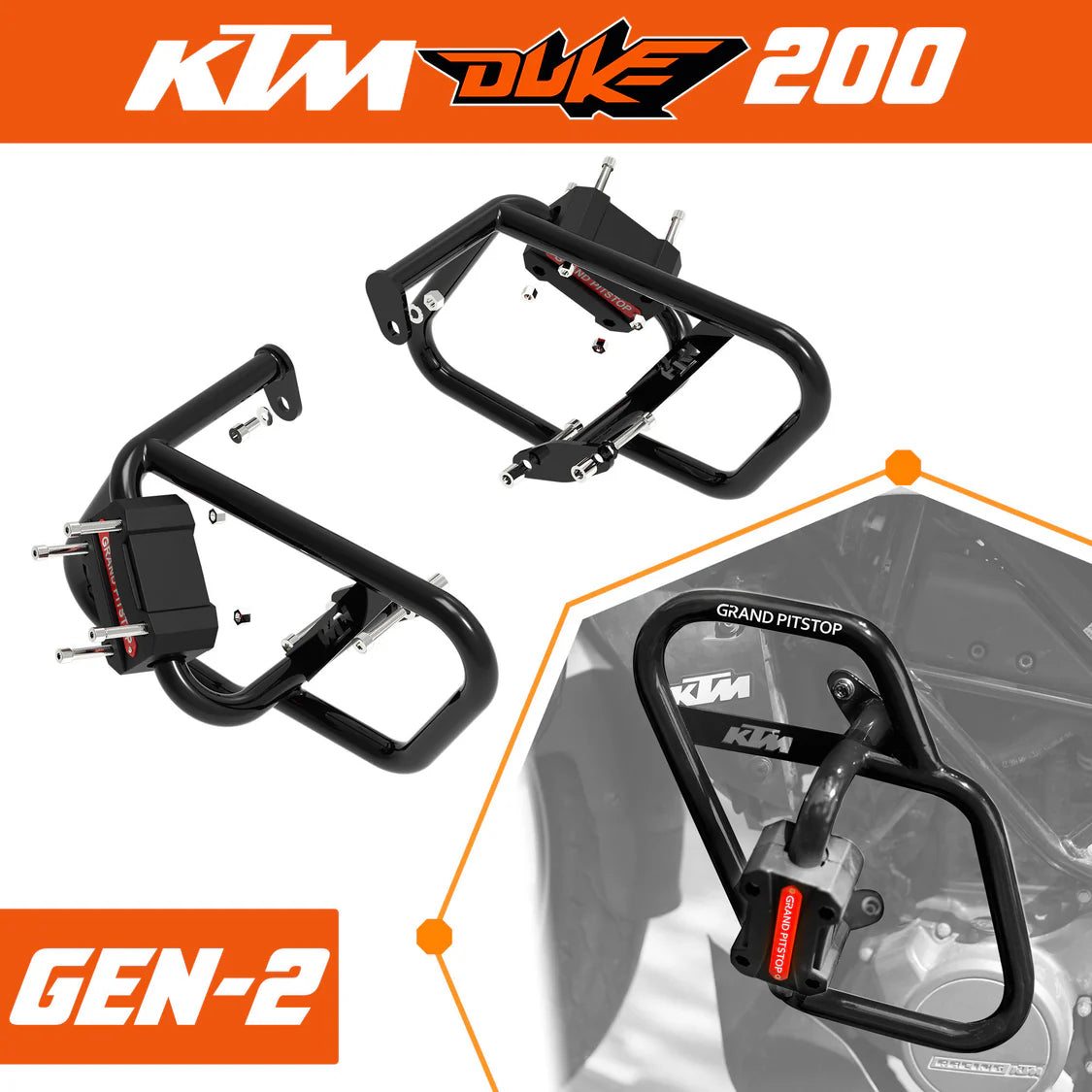CRASH GUARD (PAIR) - Black for KTM DUKE 200 Gen 2
