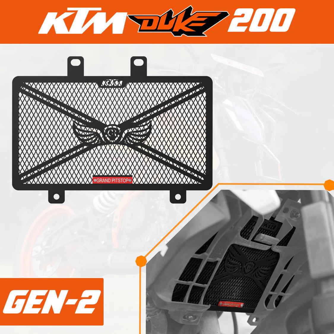 RADIATOR GRILL - KTM DUKE 200 Gen 2 - Black