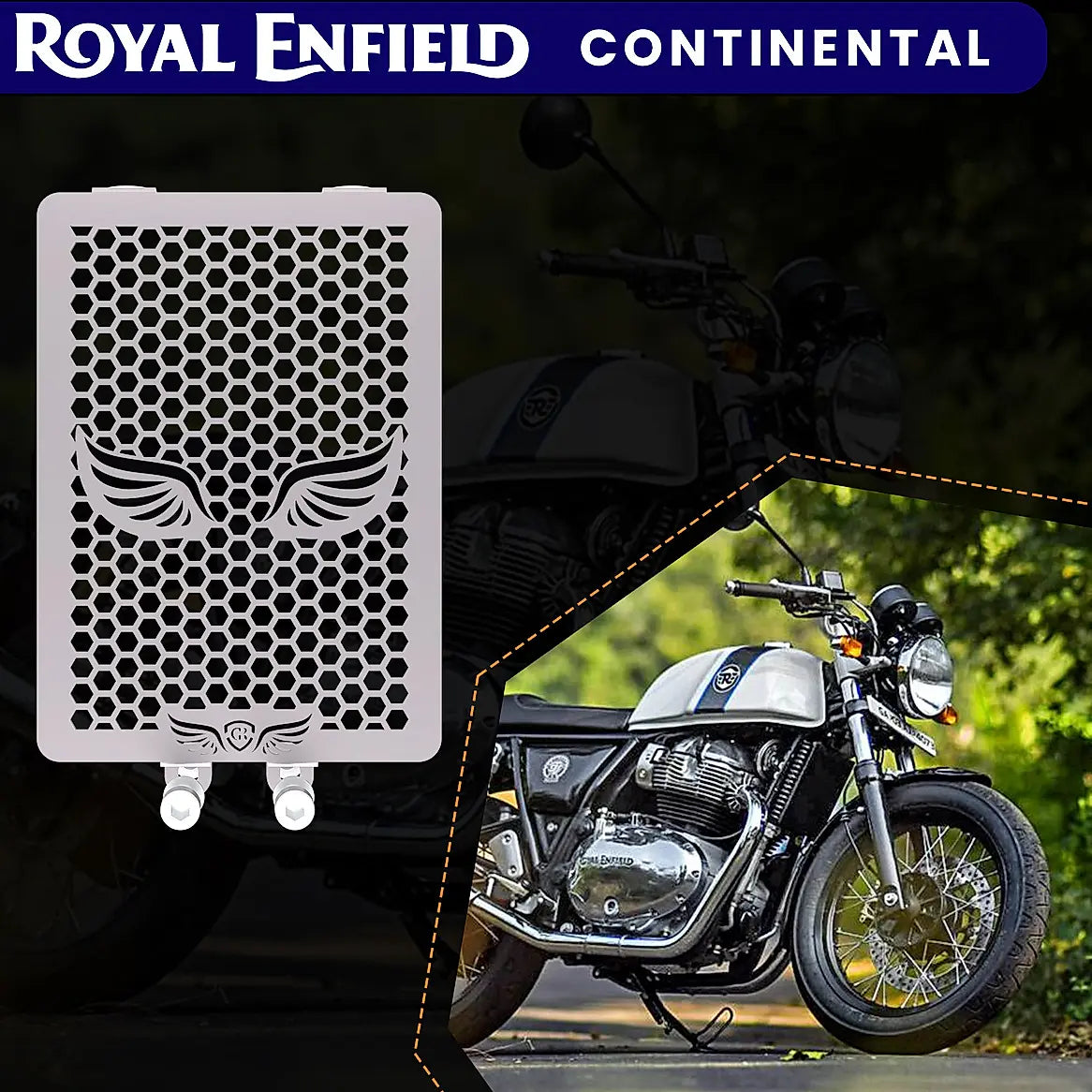 RADIATOR GRILL - Silver for Royal Enfield - CONTINENTAL GT