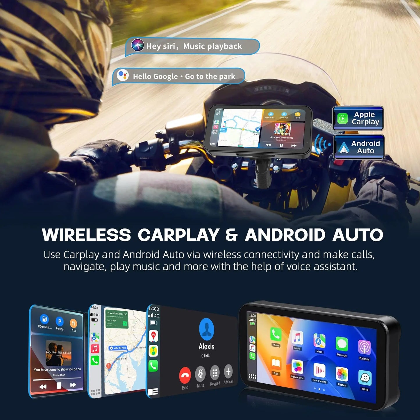 LBC MOTO Universal - S3 Elite 6.25 inch Motorcycle Navigation with Carplay 2K HD Screen with Camera Remote and TPMS
