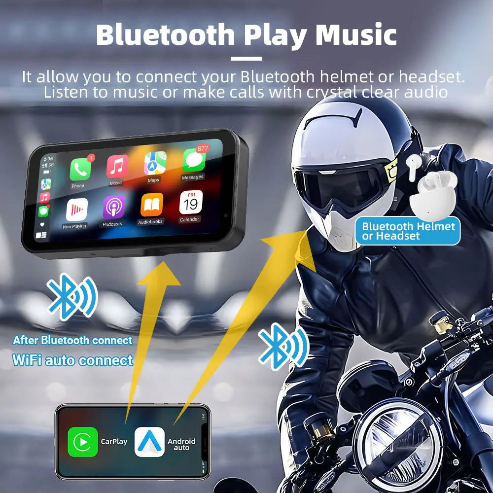 LBC MOTO Universal - S3 Elite 6.25 inch Motorcycle Navigation with Carplay 2K HD Screen with Camera Remote and TPMS