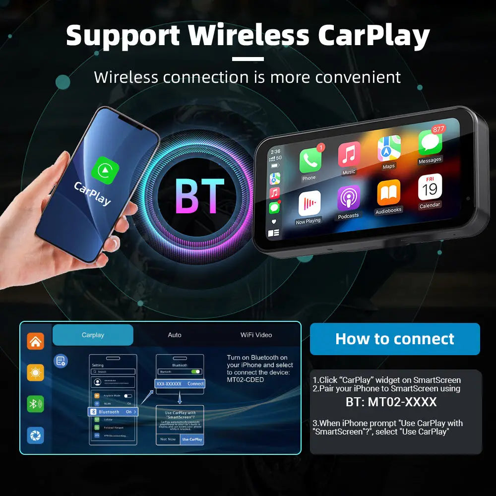 LBC MOTO Universal - S3 Elite 6.25 inch Motorcycle Navigation with Carplay 2K HD Screen with Camera Remote and TPMS