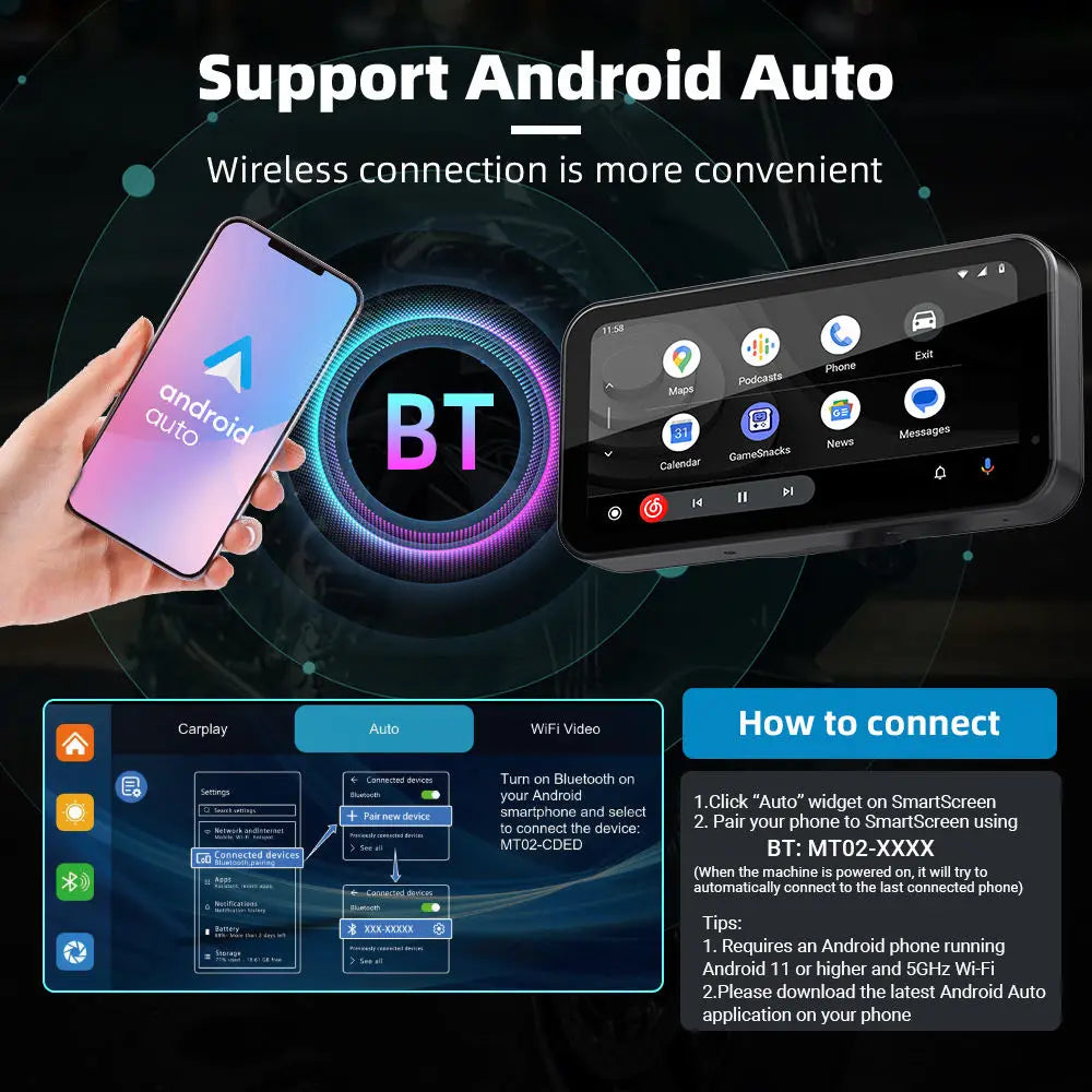 LBC MOTO Universal - S3 Elite 6.25 inch Motorcycle Navigation with Carplay 2K HD Screen with Camera Remote and TPMS
