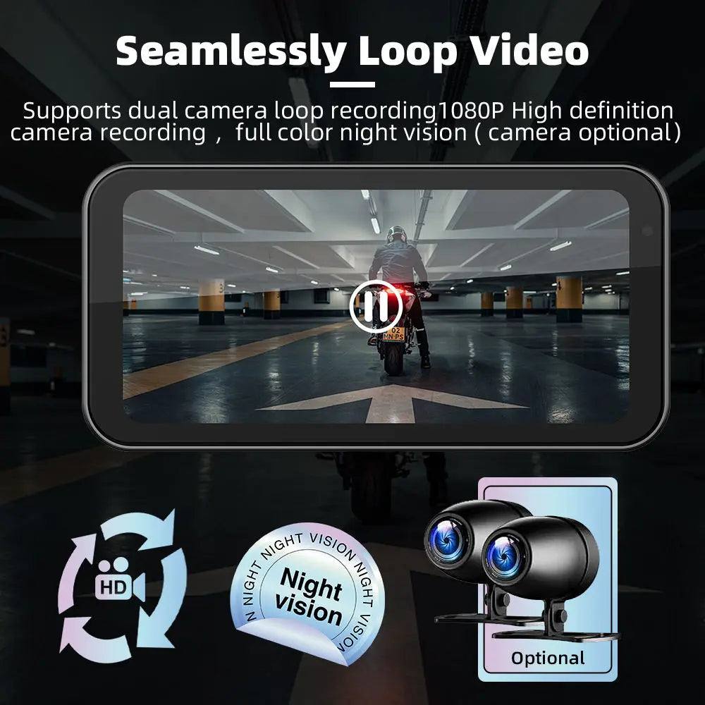 LBC MOTO Universal - S3 Elite 6.25 inch Motorcycle Navigation with Carplay 2K HD Screen with Camera Remote and TPMS