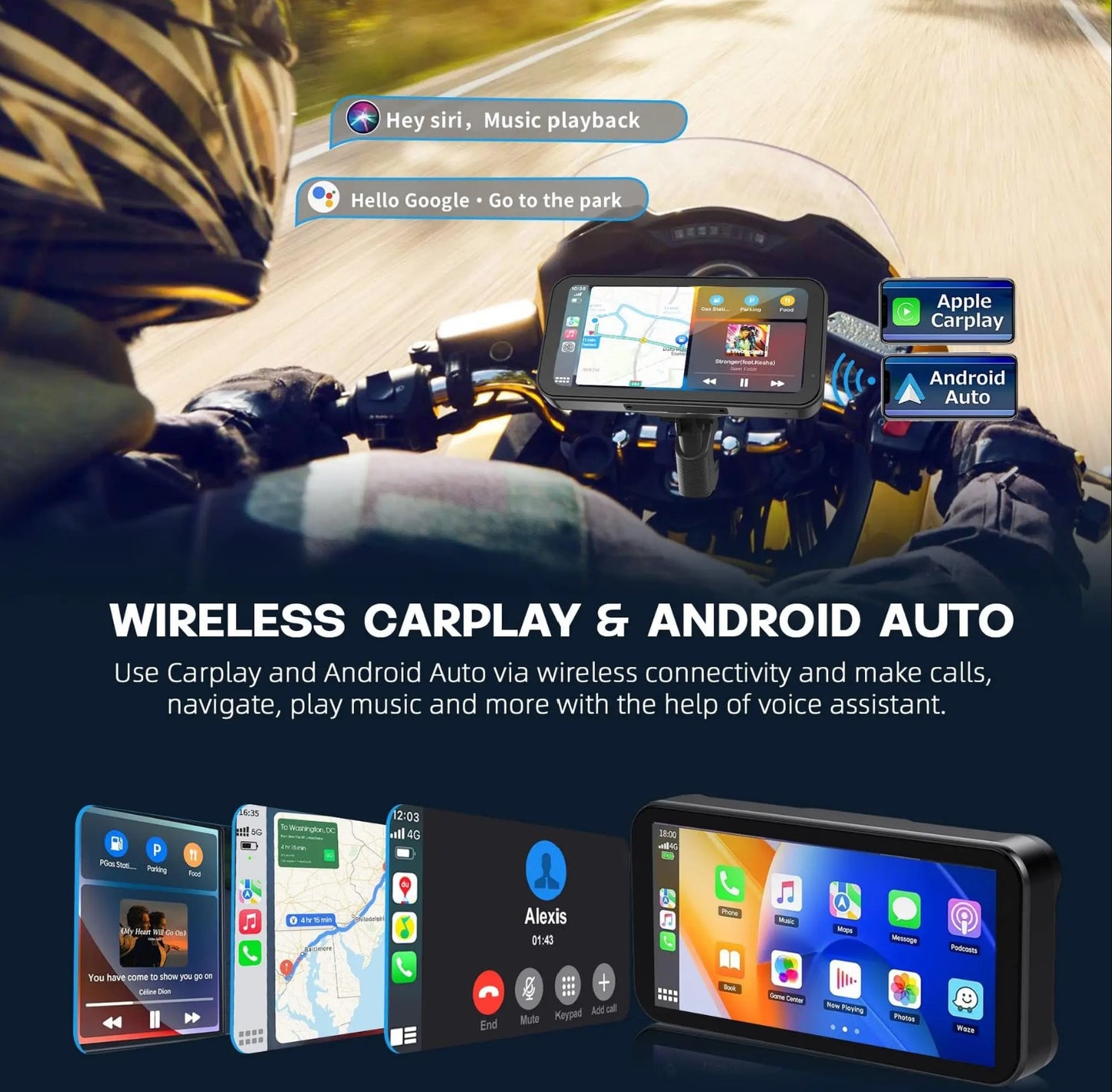 LBC MOTO Universal - S3 Elite 6.25 inch Motorcycle Navigation with Carplay 2K HD Screen with Camera Remote and TPMS