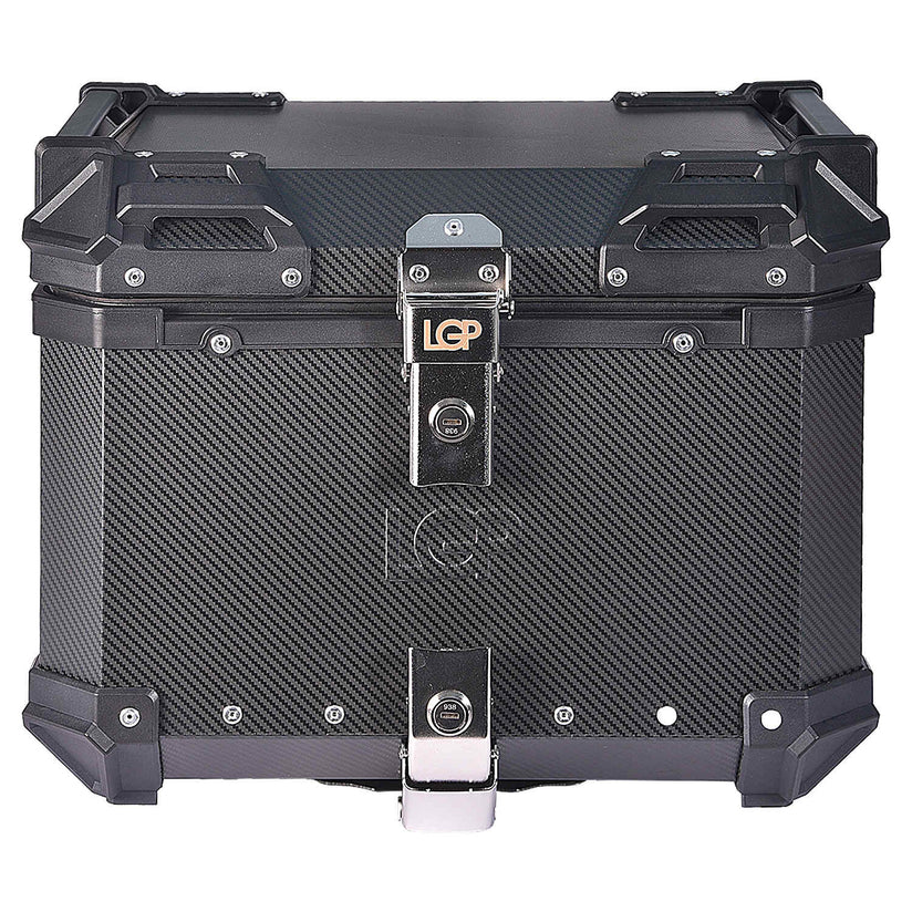 LGP Motorcycle Top Box 45L Carbon Finish Luggage Box with Backrest
