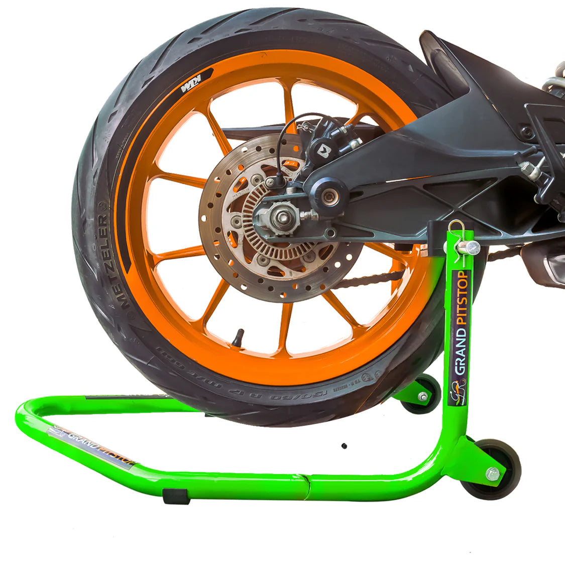 Dismantable Standard Rear Paddock Stand without Skate Wheels - Green - (Bike Wt upto: 250 kgs)