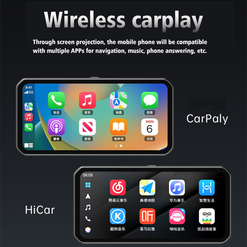Universal - E3 Elite 6.25 inch Motorcycle Navigation with Carplay 2K HD Screen with DVR,TPMS and Blind Spot Detection