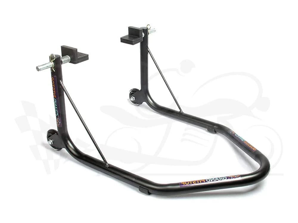 Non-Dismantable Universal Rear Paddock Stand with Skate Wheels - Black - (Bike Wt upto: 350 kgs)