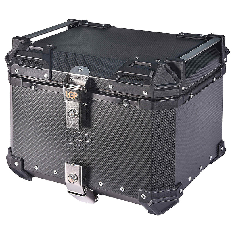 LGP Motorcycle Top Box 45L Carbon Finish Luggage Box with Backrest