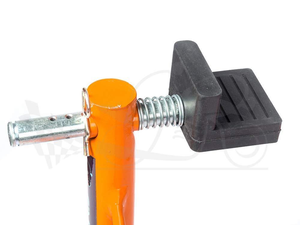 Non-Dismantable Universal Rear Paddock Stand with Skate Wheels - Orange - (Bike Wt upto: 350 kgs)