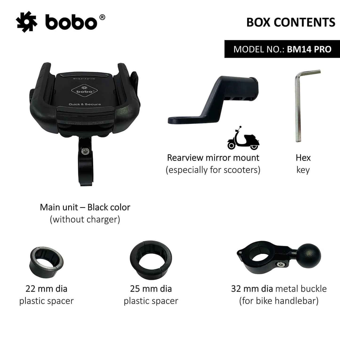 BOBO BM14 PRO X Quick Release with PRO X Vibration Controller Enhanced BM4 PRO Bike / Cycle Phone Holder Motorcycle Mobile Mount