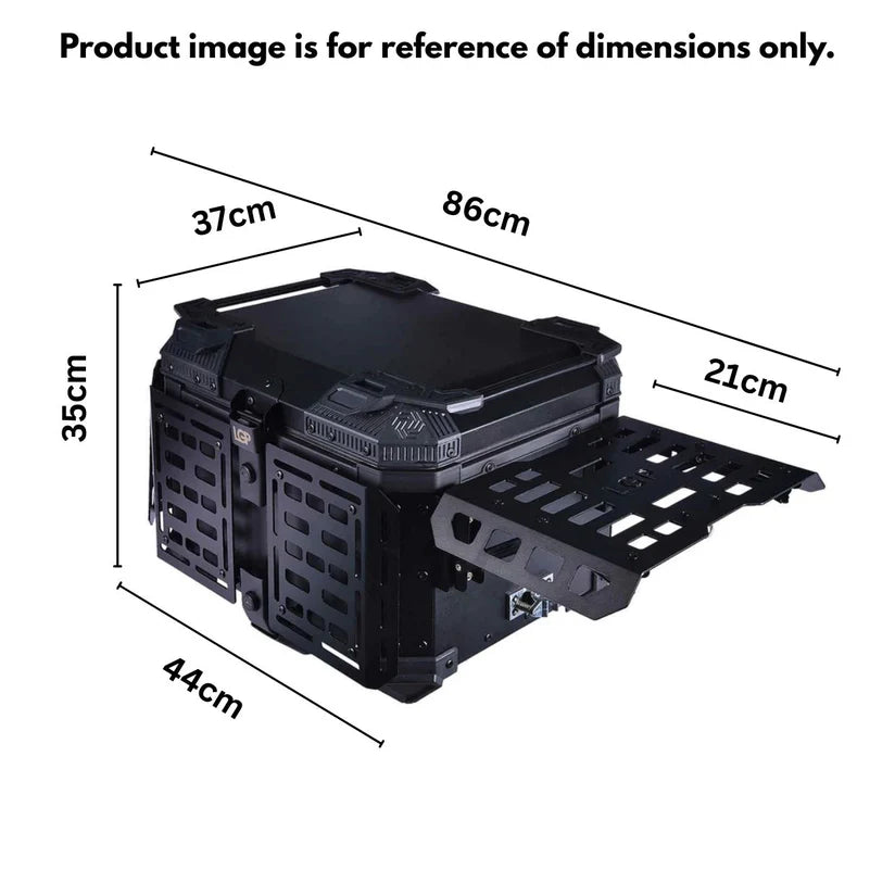 LGP TOP BOX 45L BLACK ARMOURED WITH BACKREST