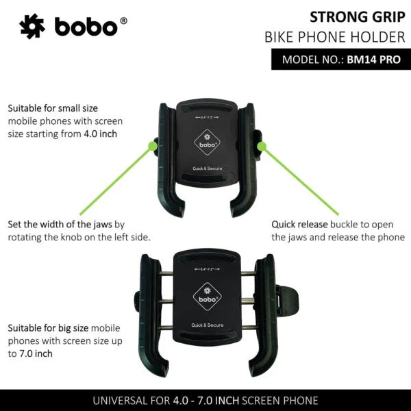 BOBO BM14 PRO X Quick Release with PRO X Vibration Controller Enhanced BM4 PRO Bike / Cycle Phone Holder Motorcycle Mobile Mount