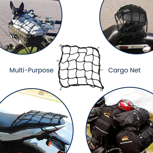 Cargo Net (38X38Cm) With Bungee Balls (8Inch) - 4Pcs- Black