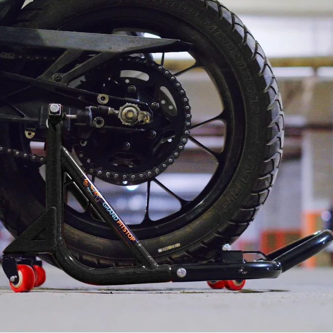 Dismantlable Rear Paddock Stand With 360 Rotation & Skate Wheels (Bike Wt upto: 280 kgs) - Black