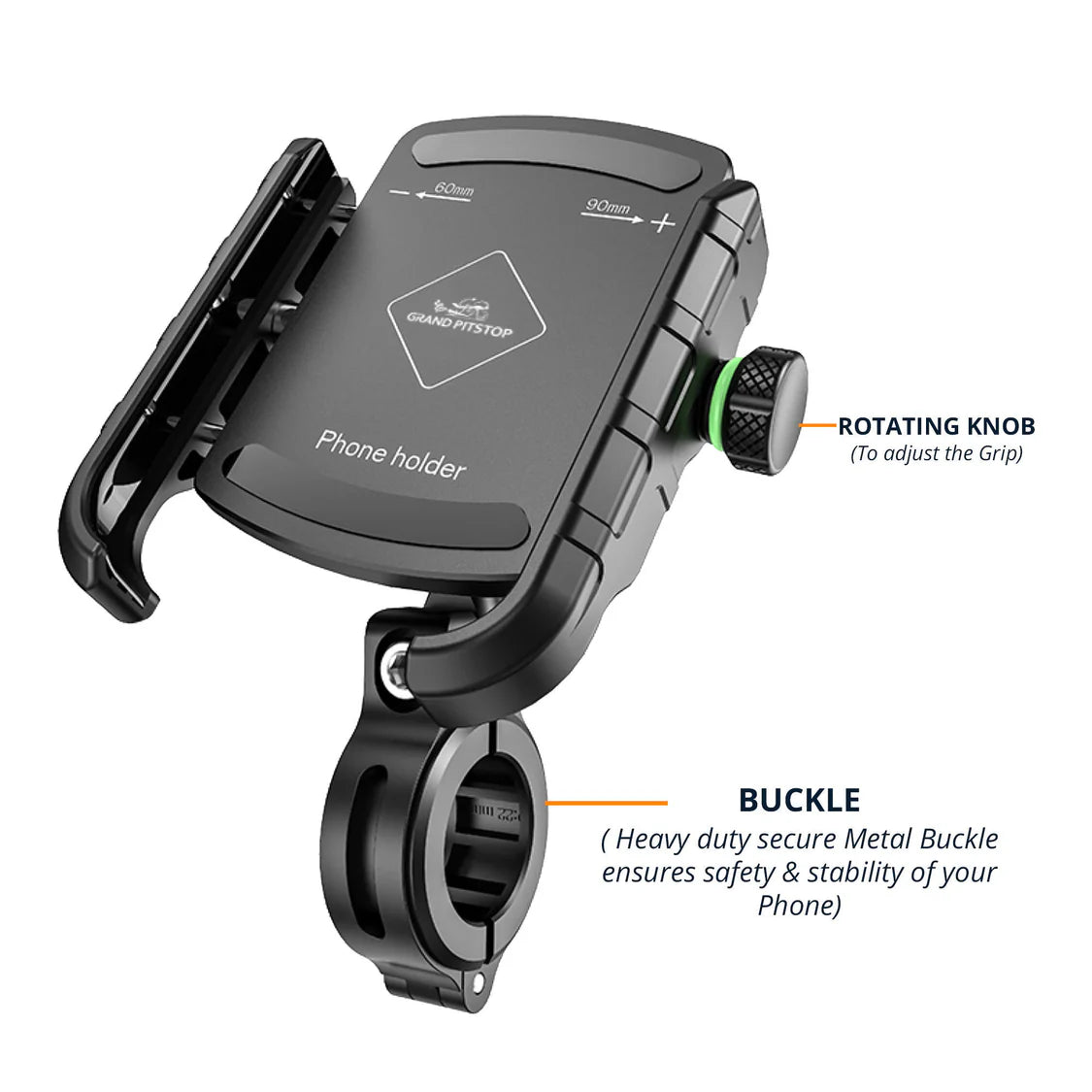 Jaw Grip Aluminium Mobile Holder with Vibration Controller (Dampener) - Black Sold out