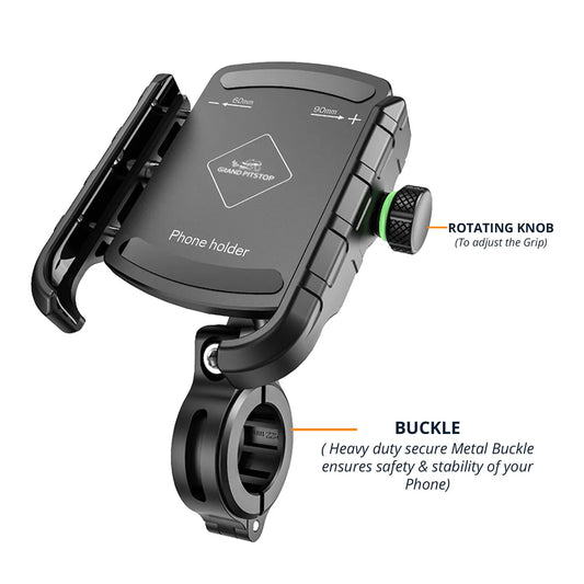 Jaw Grip Aluminium Mobile Holder with Vibration Controller (Dampener) - Black Sold out
