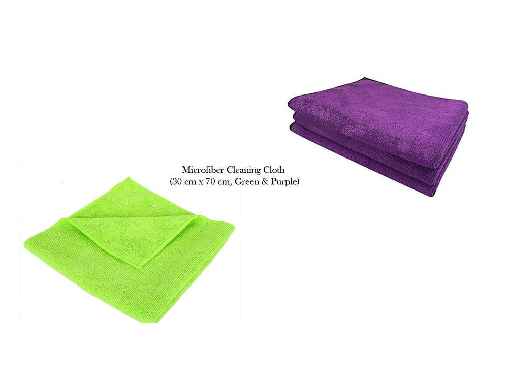 Microfibre Cleaning Cloth - Car / Motorbike - 30 cm X 70 cm - 1 Purple, 1 Green