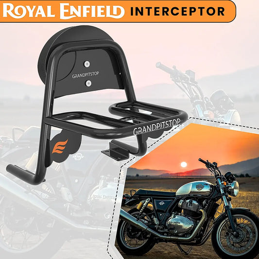 TOPRACK WITH BACKREST WITH PARCEL SHELF - Black for Royal Enfield - INTERCEPTOR
