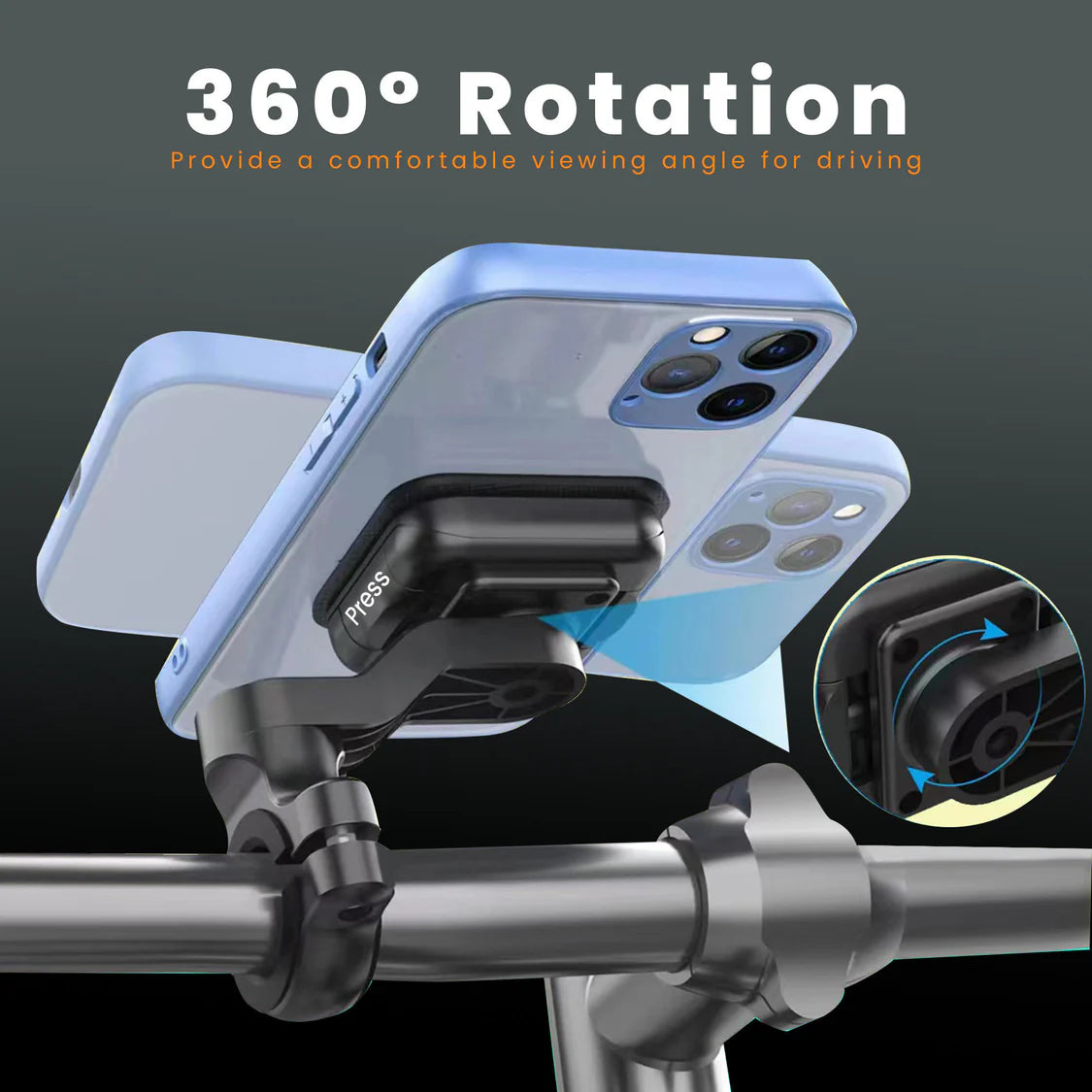Quick Lock GEN-1 with in-built MAGNETIC LOCK Technology Handlebar Motorcycle Mobile Holder