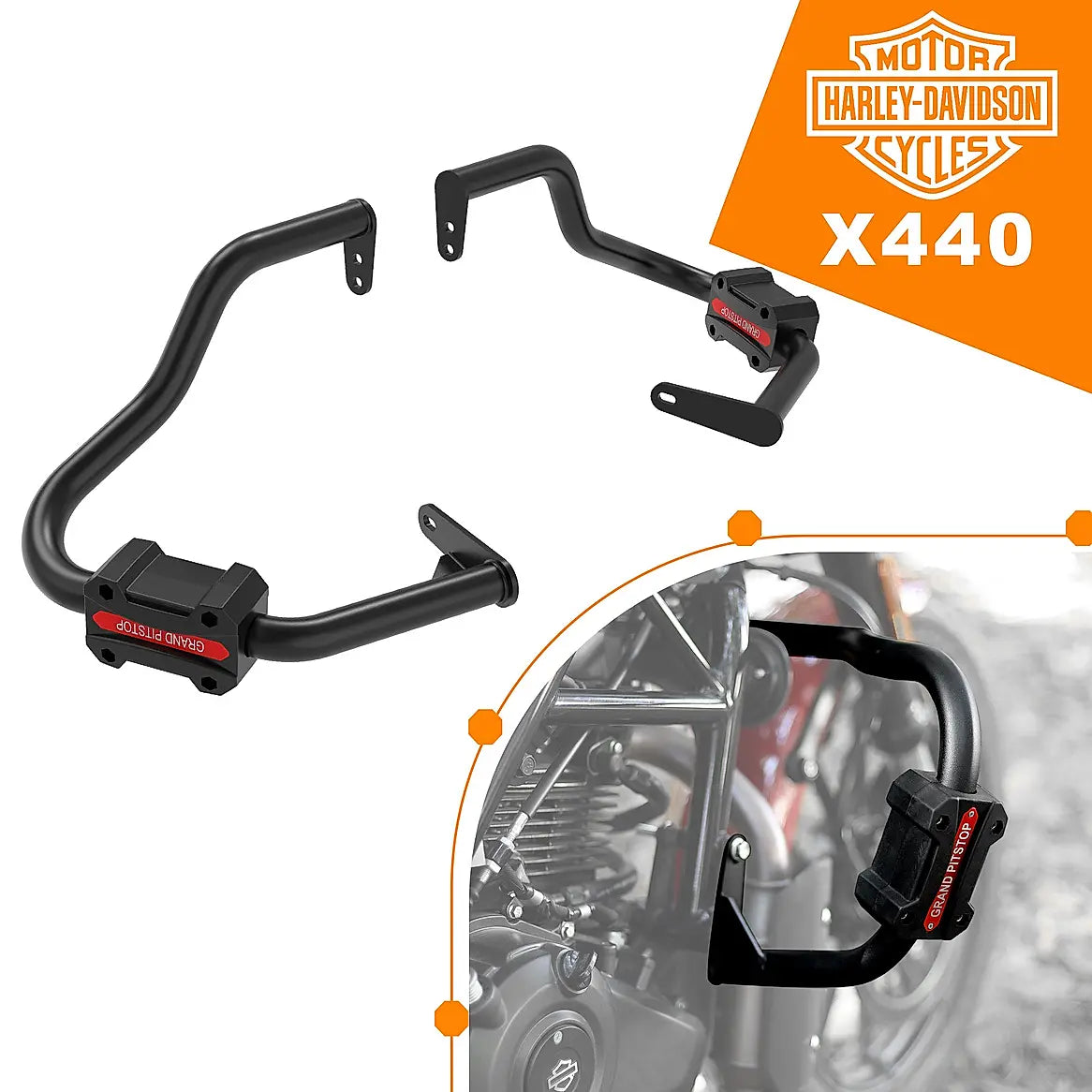 GRAND PITSTOP Crash Guard for HARLEY DAVIDSON X 440 Black