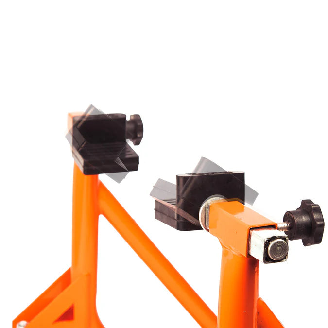 Dismantlable Rear Paddock Stand With 360 Rotation & Skate Wheels (Bike Wt upto: 280 kgs) - Black-Orange