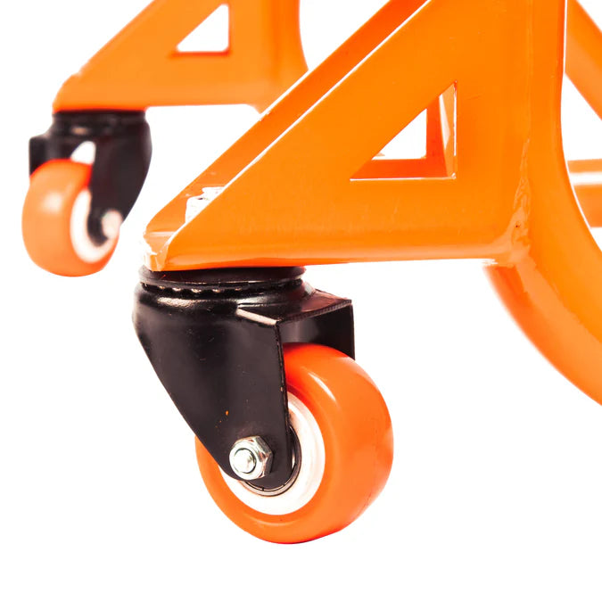 Dismantlable Rear Paddock Stand With 360 Rotation & Skate Wheels (Bike Wt upto: 280 kgs) - Black-Orange