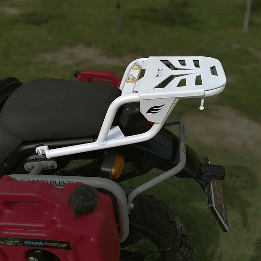 Extended Top Rack-Carrier with Plate, compatible with Pillion Backrest For Royal Enfield Himalayan-Silver