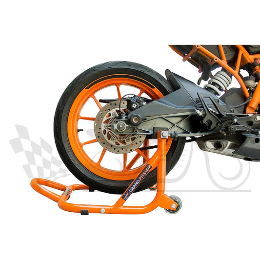 Dismantable Rear Paddock Stand with Skate Wheels - Orange - (Bike Wt upto: 450 kgs)