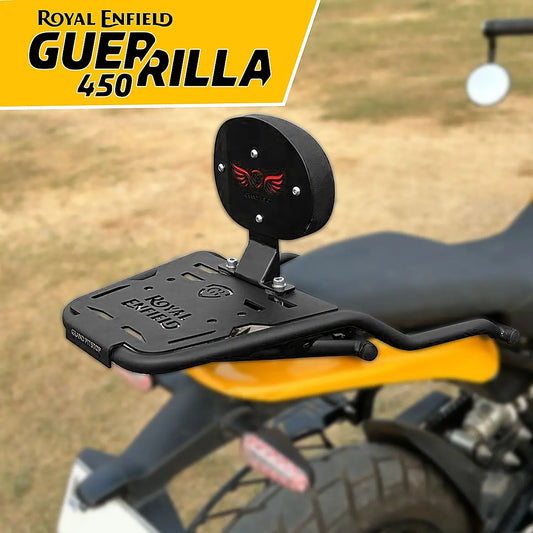 Extended Top Rack with Backrest for Royal Enfield Guerrilla 450 - Black