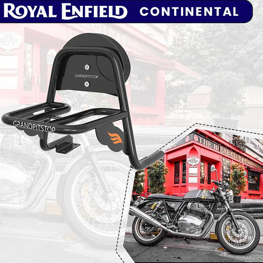 TOPRACK WITH BACKREST WITH PARCEL SHELF for Royal Enfield Continental GT 650 (2018-2023) Black