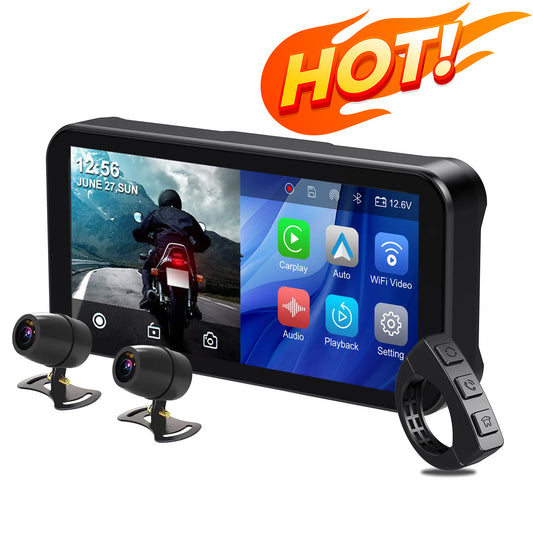 Universal - S3 Elite 6.25 inch Motorcycle Navigation with Carplay 2K HD Screen with Camera Remote and TPMS