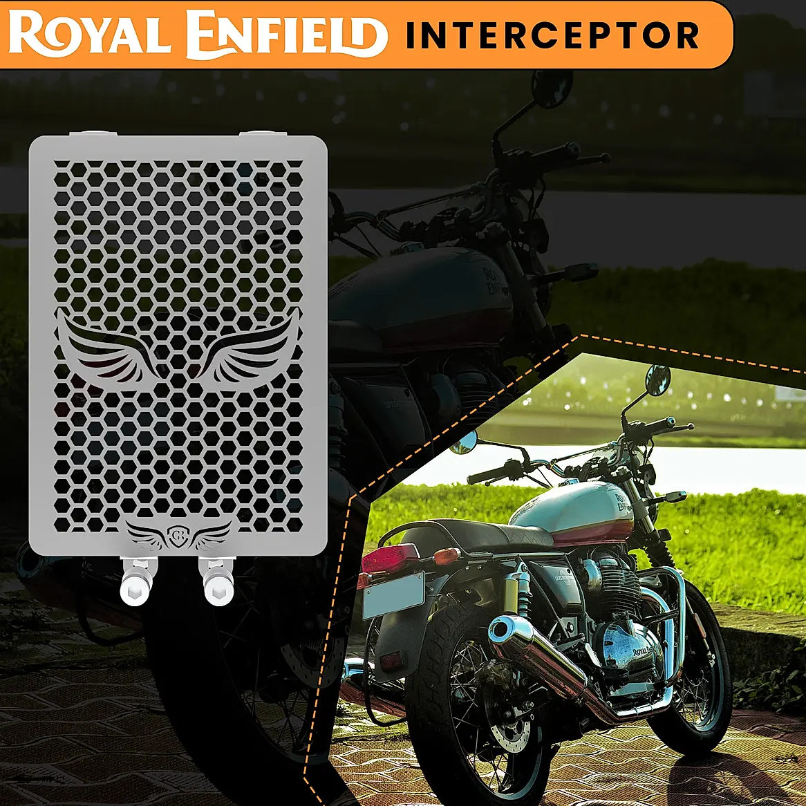 RADIATOR GRILL - Silver for Royal Enfield - INTERCEPTOR