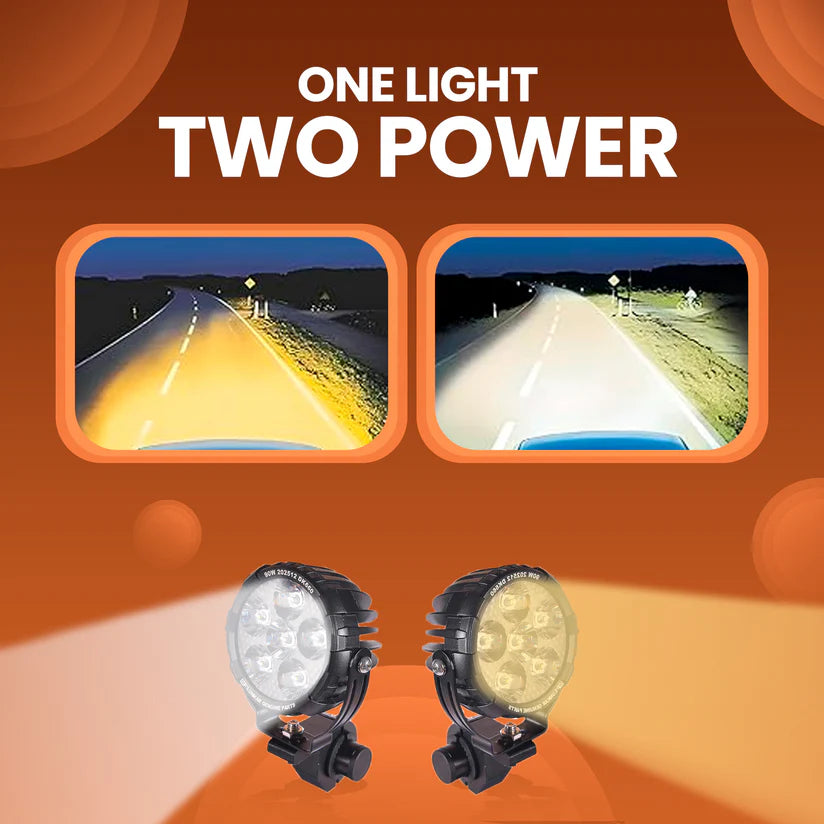 LGP DK660 High Power LED Spotlight for Bike (Pair) | 90W 11200LM | IP67 Waterproof Auxiliary Fog Light, Universal Motorcycle Fit