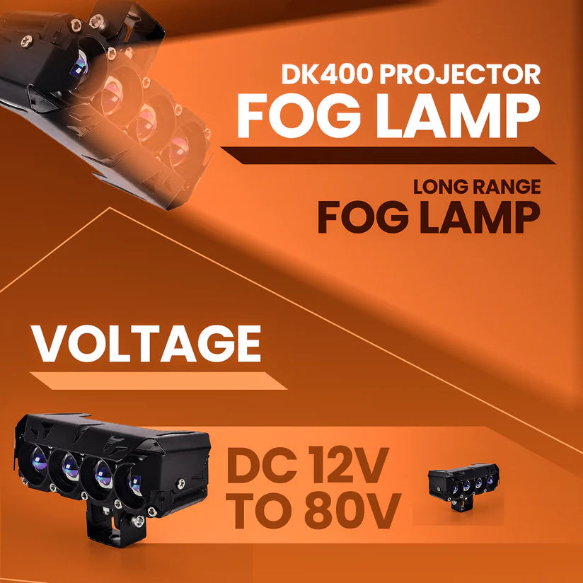 LGP DK400 LED Projector Fog Lamp for Bike & Car (Pair) | High Power Waterproof Auxiliary Driving Light | Universal Fit