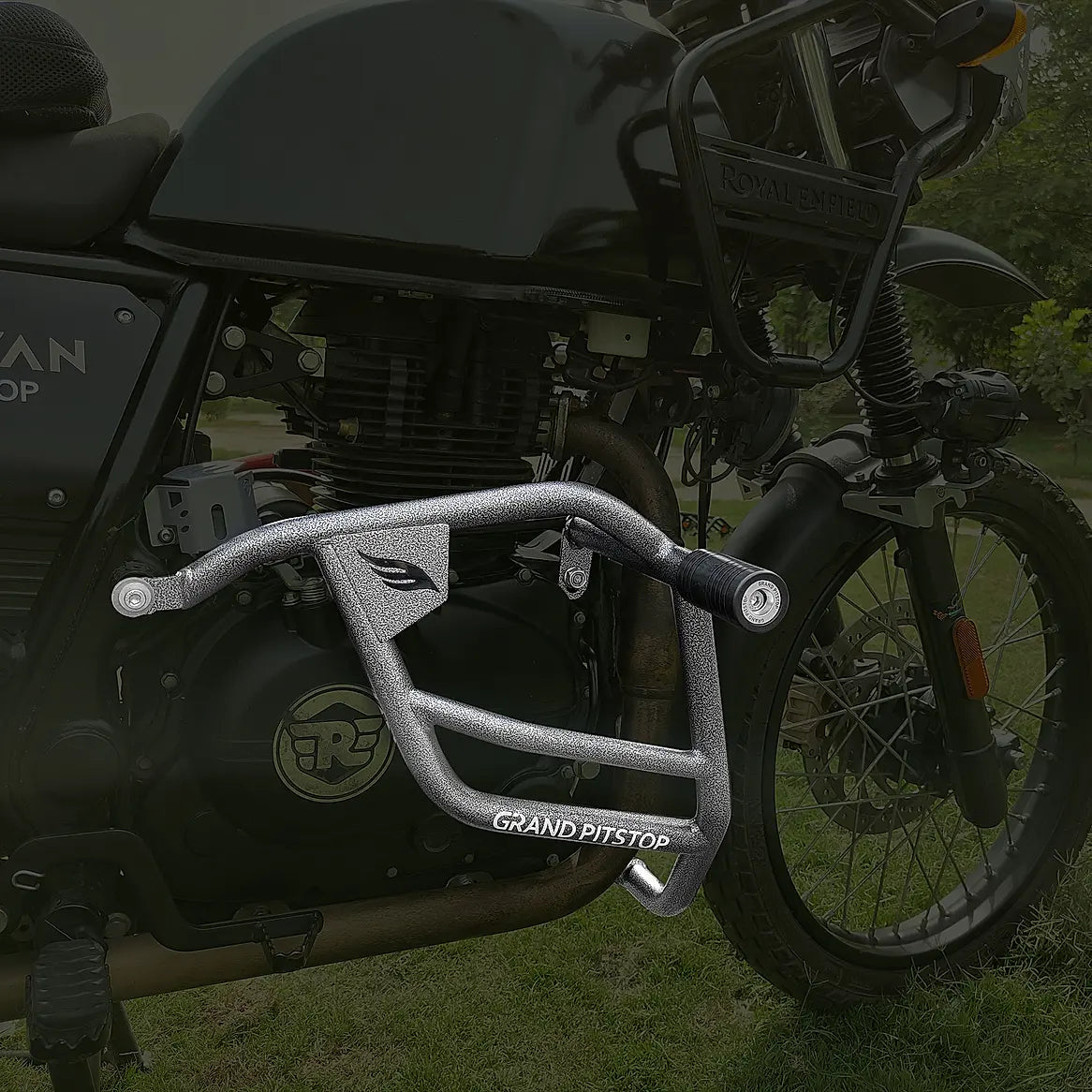 Crash Guard with Slider For Royal Enfield Himalayan-Antique Silver