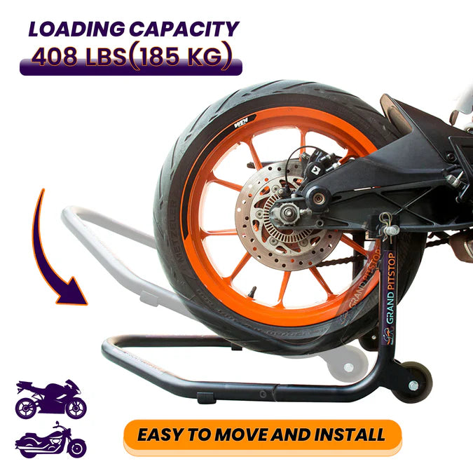 Dismantlable Rear Paddock Without Skate Wheels (upto 185 kg) - Black