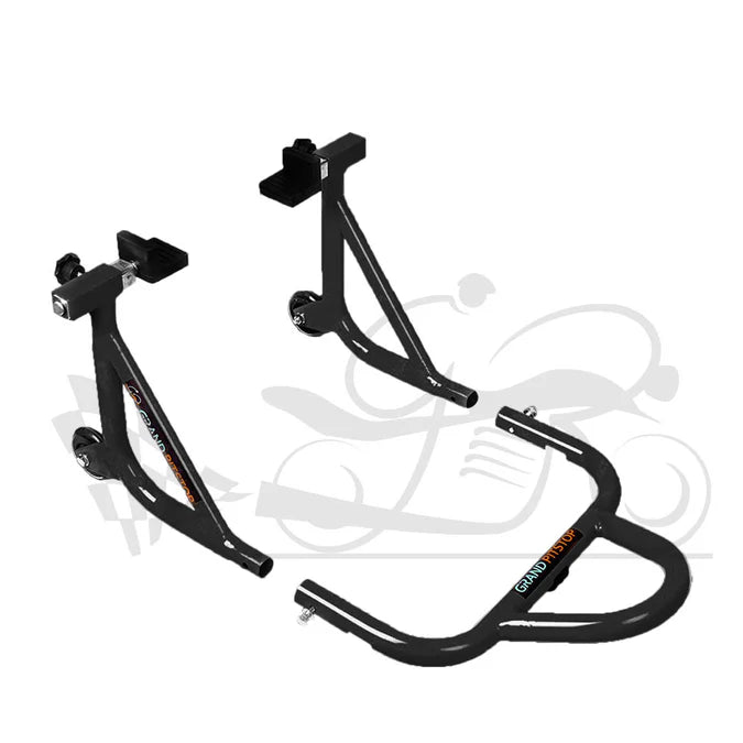 Dismantlable Rear Paddock Stand With Skate Wheels (Bike Wt upto: 450 kgs) - Black