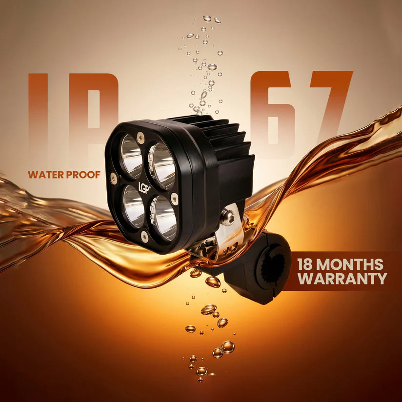 LGP DK40 LED Fog Lamp for Bike (Pair) | Heavy-Duty High Power Waterproof Spotlight | Universal Motorcycle & Car Fit