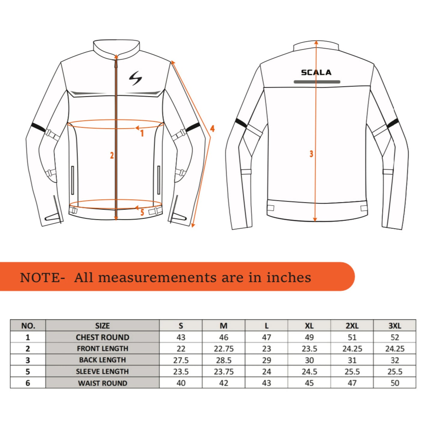 Scala Blaze Riding Jacket - Black and Orange
