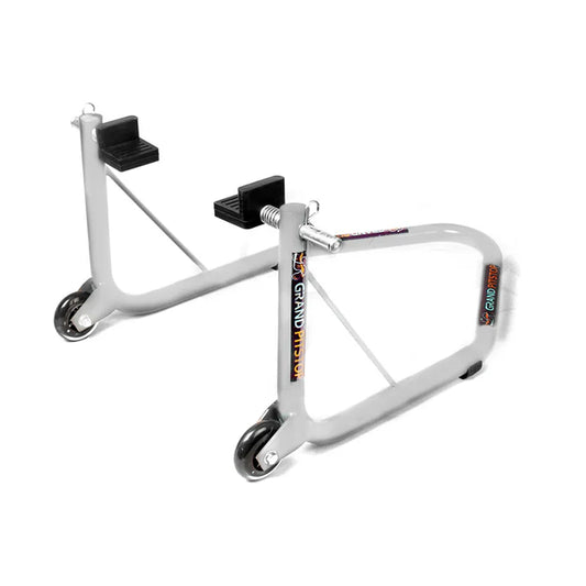 Non-Dismantlable Rear Paddock Stand With Skate Wheels (upto 350 kg) - Silver