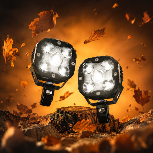 LGP DK50 High Power LED Spotlight for Bike (Pair) | 110W 13750LM | IP67 Waterproof Auxiliary Fog Light, Universal Motorcycle Fit