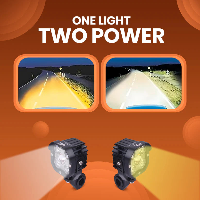 LGP DK50 High Power LED Spotlight for Bike (Pair) | 110W 13750LM | IP67 Waterproof Auxiliary Fog Light, Universal Motorcycle Fit